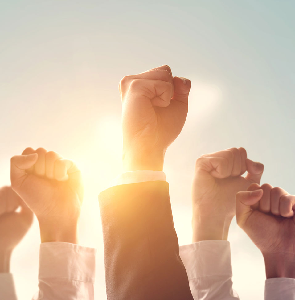 hands-business-team-raised-fist-air-corporate-celebration-victory-success-winning-concept